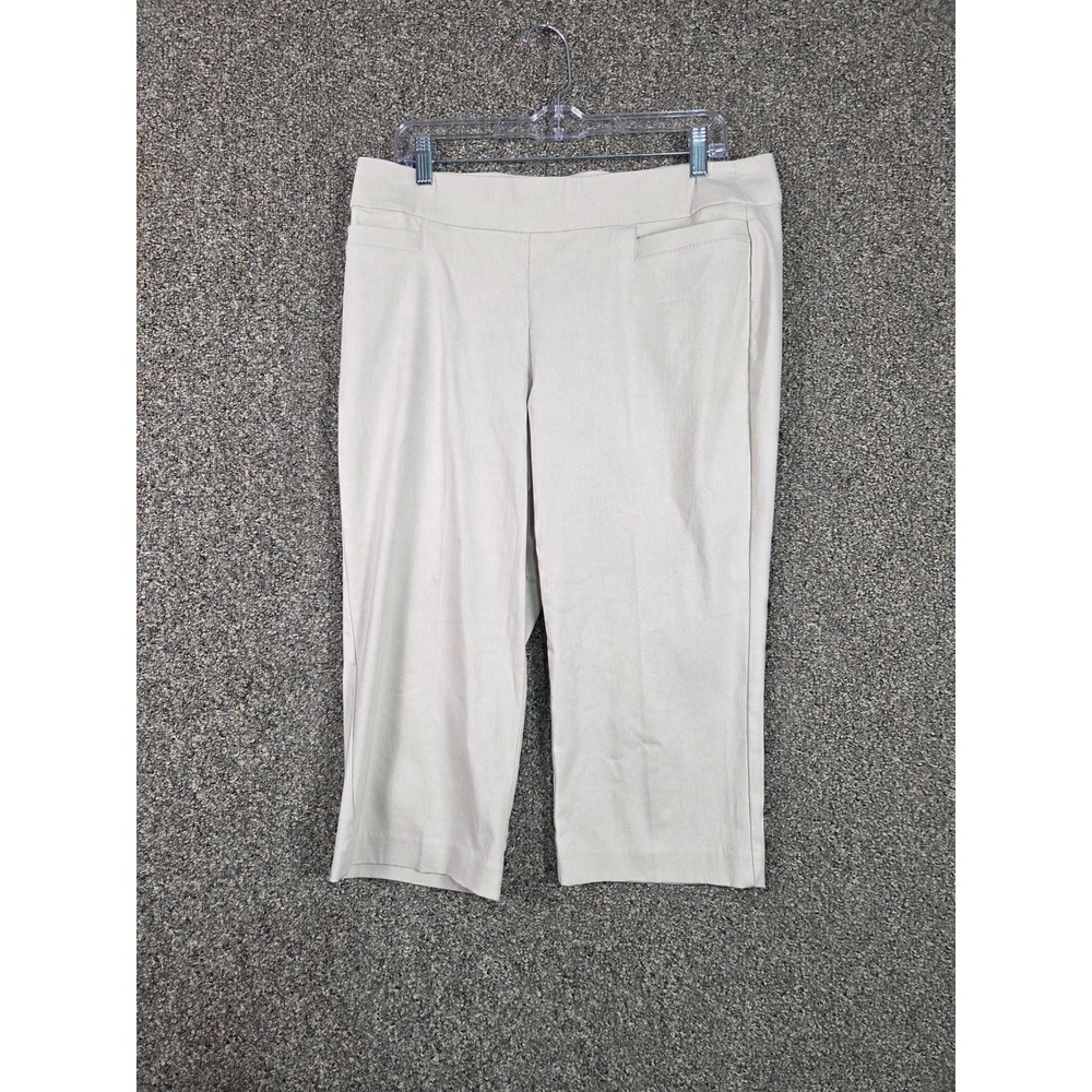 Briggs Capri Pants‎ Womens 12P Beige Pull On Stretch Crop Trousers 00690